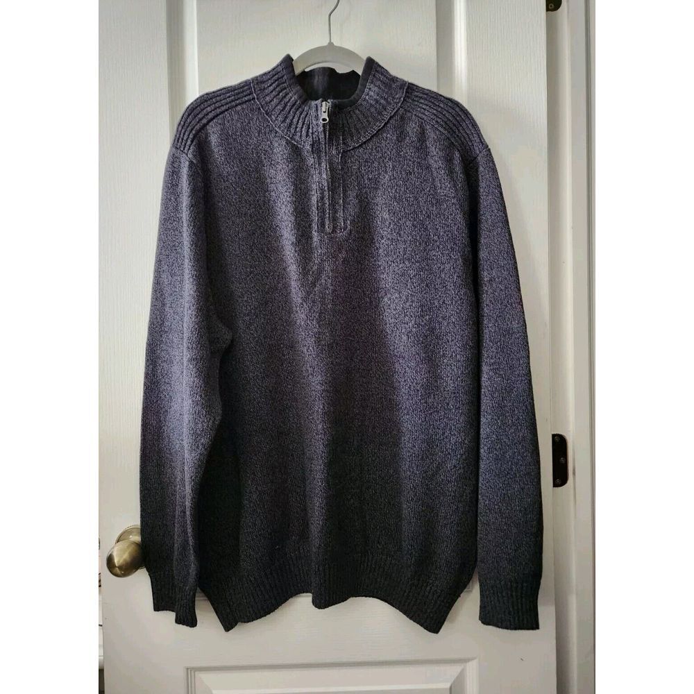 DOCKERS Men's Quarter Zip Pullover‎ Knit Sweater 100% Cotton Gray Size XXL
